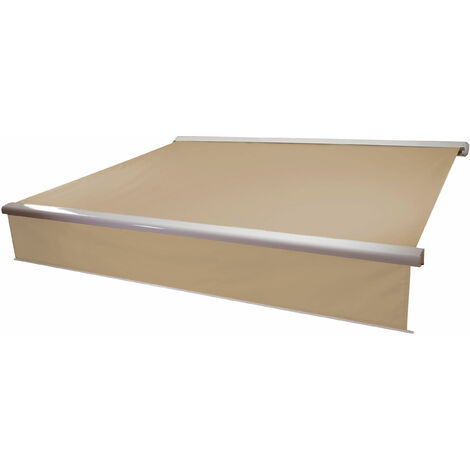 [NEUWERTIG] Elektrische Kassetten-Markise HHG-606, Vollkassette, 5x3m ausfahrbarer Volant Polyester Creme (1/5)