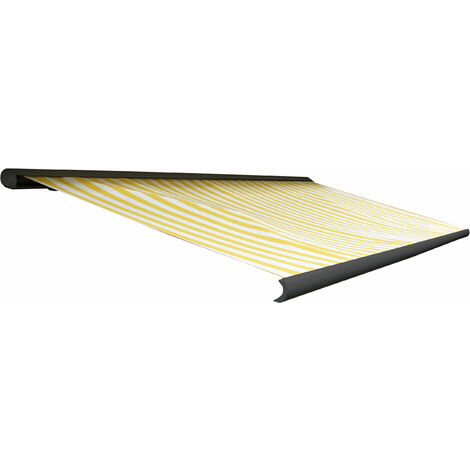 [NEUWERTIG] Elektrische Kassettenmarkise HHG-432, Markise Vollkassette 4x3m Polyester Gelb/Weiß, Rahmen anthrazit (1/5)