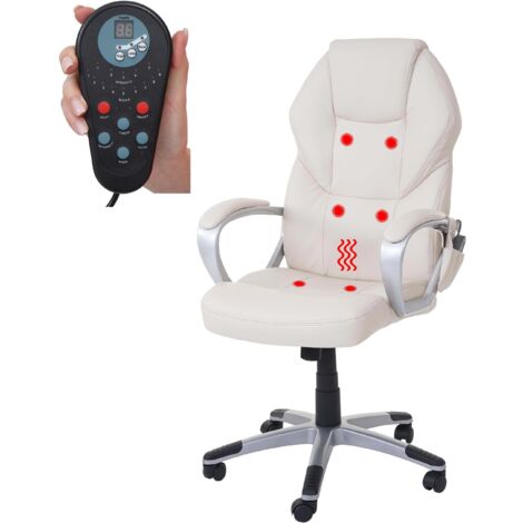 [NEUWERTIG] Massage-Bürostuhl HHG-753, Drehstuhl Chefsessel, Heizfunktion Massagefunktion Kunstleder creme (1/5)