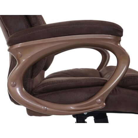 FurnitureR Schreibtisch Stuhl höhenverstellbarer Rollstuhl, Wildleder Drehstuhl, ergonomischer Bürostuhl mit Armlehne für Home Office Schlafzimmer Arbeitszimmer, Braun