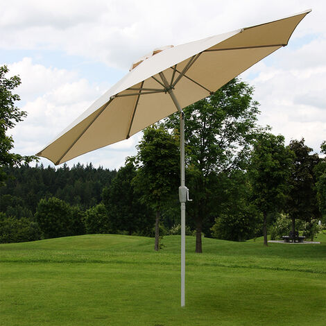 [NEUWERTIG] Sonnenschirm Asti, Gartenschirm, Ø 3m neigbar Polyester/Alu 5kg creme