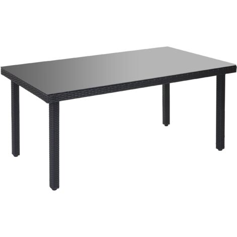 [NEUWERTIG] Poly-Rattan Gartentisch Chieti, Esstisch Tisch mit Glasplatte, 160x90x74cm anthrazit