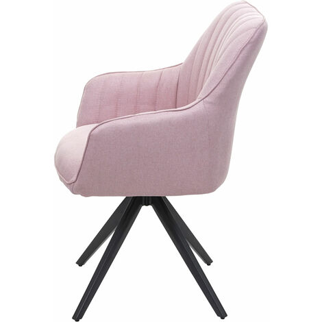 NEUWERTIG] 6er-Set Esszimmerstuhl HHG-954, Küchenstuhl Stuhl Armlehnstuhl,  Retro Stahl Stoff/Textil rosa