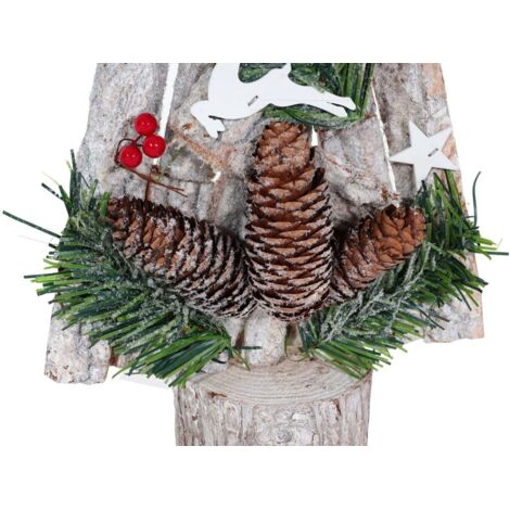 Deko-Weihnachtsbaum HHG-809, Christbaum Mit Stern Weihnachtsdekoration, Holz 57x23x10cm