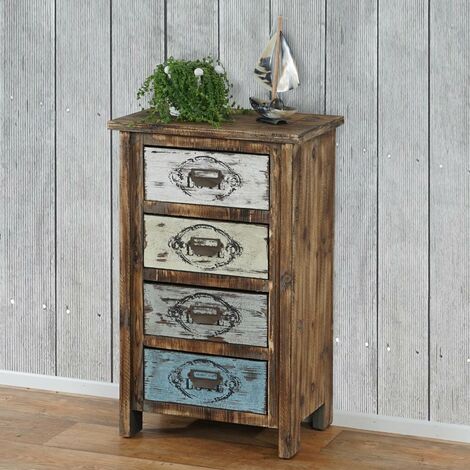 [NEUWERTIG] Kommode Leiria Schubladenkommode Schrank Shabby-Look, Vintage, 79x48x33cm
