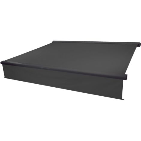 [NEUWERTIG] Elektrische Vollkassetten-Markise HHG-606, 4x3m ausfahrbarer Volant Polyester anthrazit, anthrazit