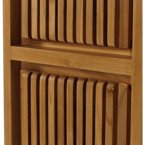 [NEUWERTIG] Teak-Hochschrank HHG-494, Badschrank, 2 Türen 5 Fächer ...