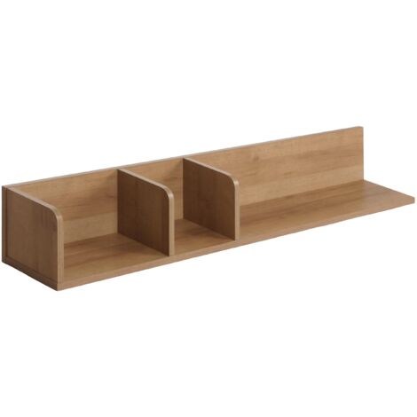 [NEUWERTIG] Wandregal HHG-428, Hängeregal Regal Holzregal Schweberegal, 3 Fächer 20x120x21cm natur