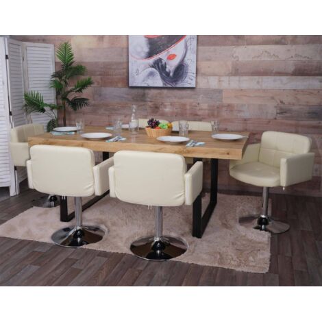 6er-Set Esszimmerstuhl Cesena ~ Kunstleder Matt, Creme, Helle