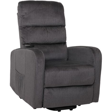 Fernsehsessel HHG-707, Sessel Relaxsessel TV-Sessel, Liegefunktion Aufstehhilfe elektrisch, Metall Chenille dunkelgrau