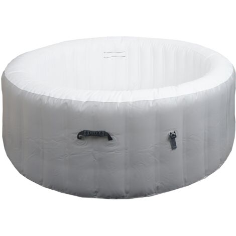 [NEUWERTIG] Whirlpool HHG-359, Ersatz-Pool 4 Personen, In-/Outdoor aufblasbar PVC laminiert, rund Ø180cm grau-weiß (1/5)