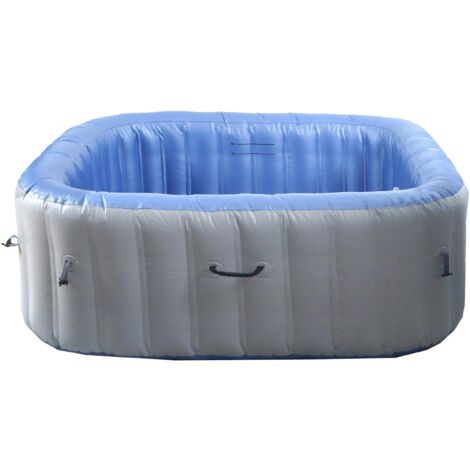 [NEUWERTIG] Whirlpool HHG-363, Ersatz-Pool 6 Personen, In-/Outdoor aufblasbar PVC laminiert, eckig 198cm, grau-blau