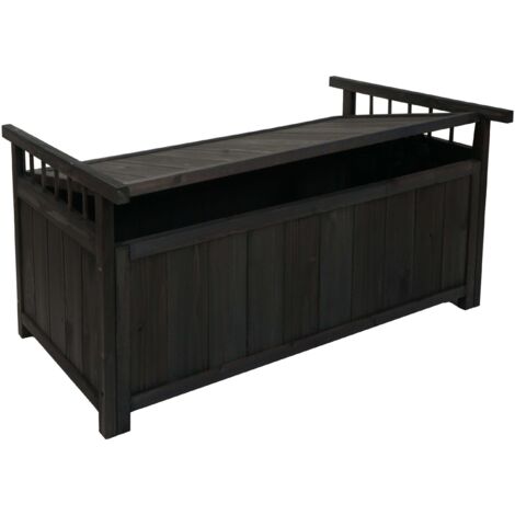 Aufbewahrungstruhe HHG-642, Gartentruhe Auflagenbox Truhe, Tanne Holz MVG 53x108x60cm anthrazit