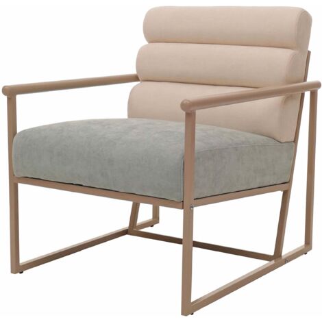 Lounge-Sessel HHG-445, Cocktail-/Polstersessel Clubsessel, Stoff/Textil (420 g/m²) Metall MVG beige, Polster blau-grün
