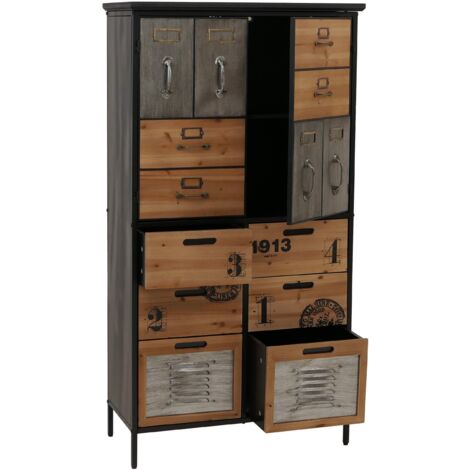 [NEUWERTIG] Apothekerkommode HHG-309, Schrank Highboard Schubladen, Vintage Shabby-Look 136x73x35cm, natur Metalloptik (1/5)