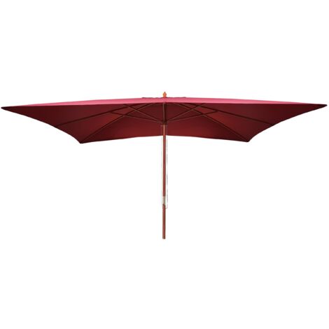 HHG – Sonnenschirm Lissabon 3x4m – Zweiteiliger Holzmast mit Seilzug – Austauschbarer Polyesterbezug – UV-Schutz für Terrasse und Balkon (1/5)