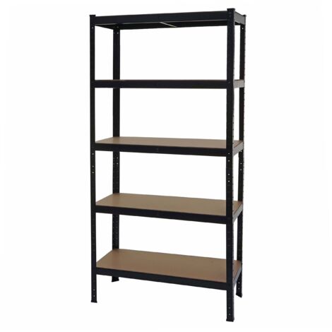 Schwerlastregal HHG-410, Kellerregal Steckregal Lagerregal, 875kg Stahl 5 Böden schwarz 180x90x40cm