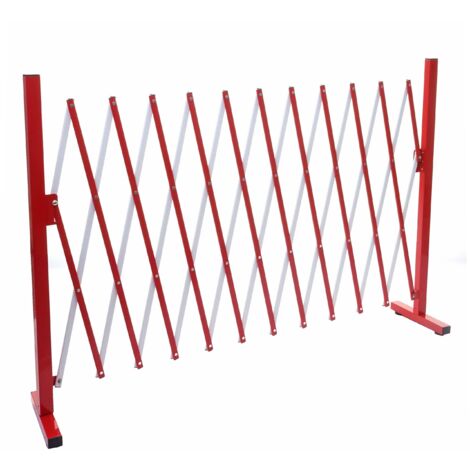Absperrgitter HHG-374, Scherengitter Zaun Schutzgitter ausziehbar, Alu rot-weiß Höhe 103cm, Breite 37-300cm