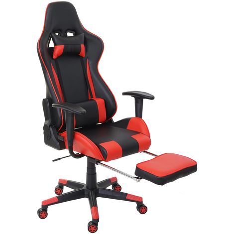 Relax-Bürostuhl HHG-598 XXL, Schreibtischstuhl Gamingstuhl, 150kg belastbar  Fußstütze schwarz/rot