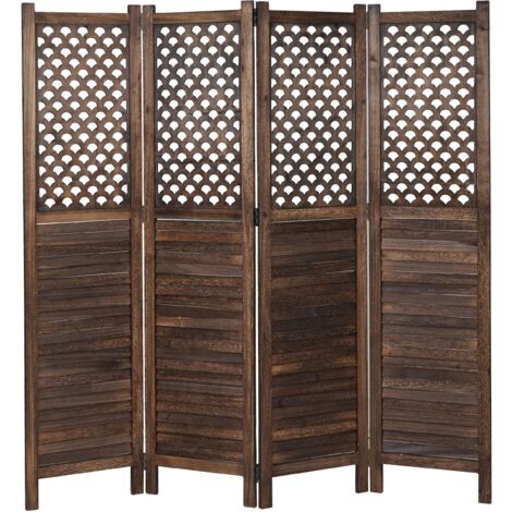 Paravent HHG-914, Raumteiler Trennwand Sichtschutz, Ornamente 170x161cm braun