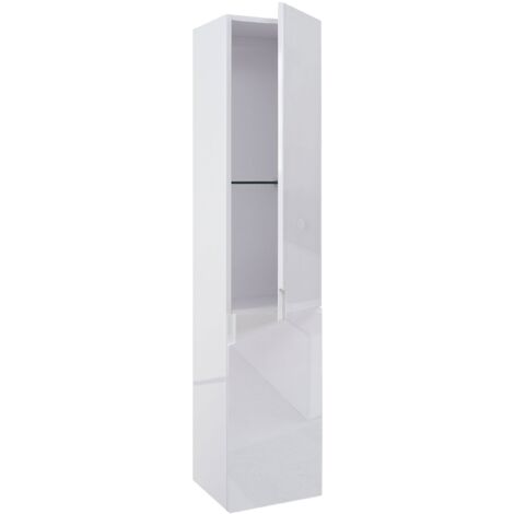 Hängeschrank HHG-618, Midischrank Hochschrank Badezimmer Badmöbel, hochglanz 150x30cm weiß