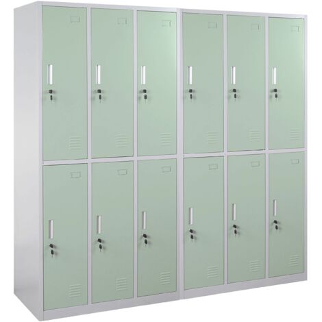Schließfach Preston T829, Schließfachschrank Wertfachschrank Spind, Metall 12 Fächer grün