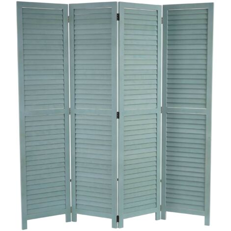 Paravent HHG-836, Raumteiler Trennwand Sichtschutz, Shabby-Look Vintage, 170x160cm grün