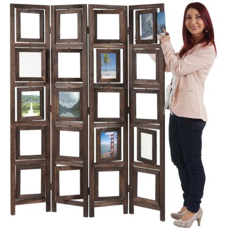 Paulownie-Fotogalerie-Paravent – Raumteiler Mit Bilderrahmen, 125x161 Cm, Moderner Sichtschutz