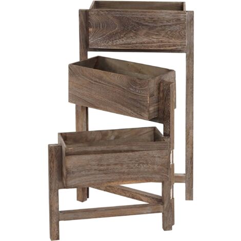 Pflanzregal HHG-710, Standregal Blumenständer Pflanzkasten, 65x108x15cm, Holz Shabby-Look Vintage braun