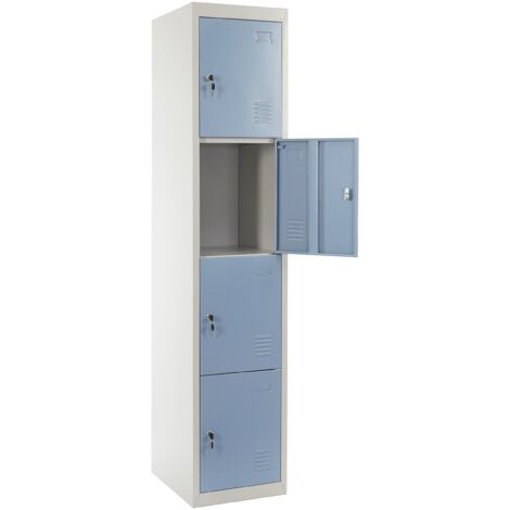 Schließfach Preston T163, Schließfachschrank Wertfachschrank Spind, Metall 180x38x45cm, blau