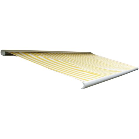 Elektrische Kassettenmarkise HHG-606, Markise Vollkassette 5x3m Acryl Gelb/Weiß (1/5)