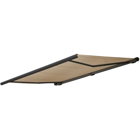 Elektrische Kassettenmarkise HHG-432, Markise Vollkassette 4x3m Polyester Creme, Rahmen anthrazit