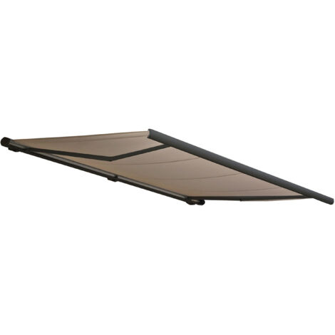 Elektrische Kassettenmarkise HHG-432, Markise Vollkassette 4x3m Polyester Sand, Rahmen anthrazit