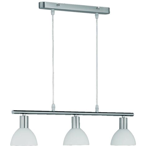 REALITY LEUCHTEN Pendelleuchte Hängelampe, 3-flammig, nickel matt, Glasschirm weiß (1/3)
