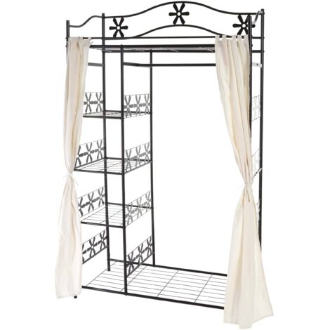 Metall-Garderobe Bern, Garderobenständer Kleiderschrank Metallregal 172x100x43cm mit Vorhang
