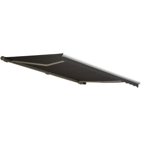 Elektrische Kassetten-Markise HHG-307, Vollkassette Volant 5x3m Polyester Anthrazit