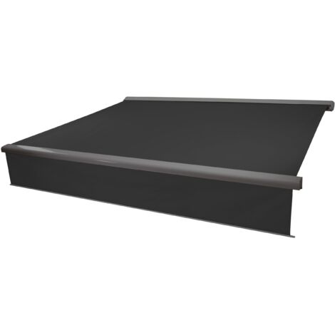 Elektrische Vollkassetten-Markise HHG-606, 4x3m ausfahrbarer Volant Polyester anthrazit, grau