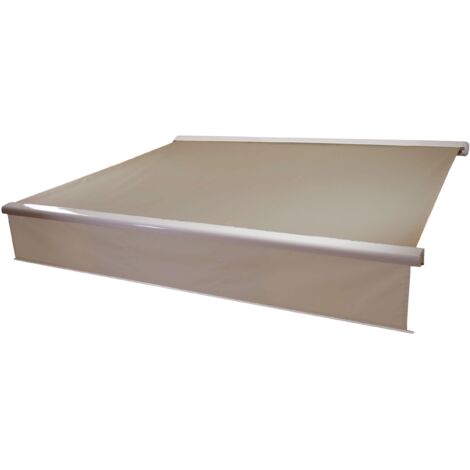 Elektrische Vollkassetten-Markise HHG-606, 4x3m ausfahrbarer Volant Polyester Sand