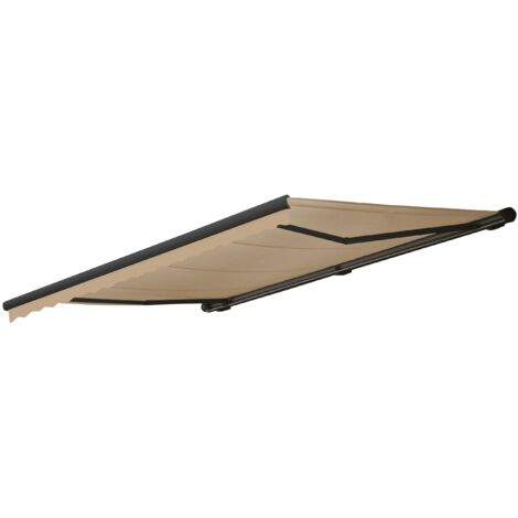 Elektrische Kassetten-Markise HHG-299, Vollkassette Volant 4x3m Polyester Creme, anthrazit