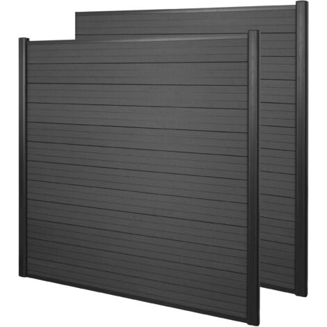 WPC-Sichtschutz Savoie, Windschutz Zaun, Alu Premium 2er Set, 3,75m anthrazit (1/5)