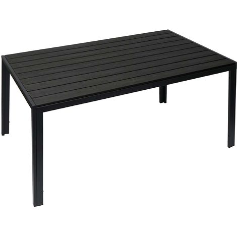 Gartentisch Hhg 823 Balkontisch Tisch Wpc Holzoptik Stahl 150x90cm Schwarz Tischplatte Schwarz