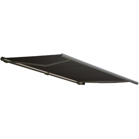 Elektrische Kassettenmarkise HHG-606, Markise Vollkassette 5x3m Polyester anthrazit, Rahmen grau