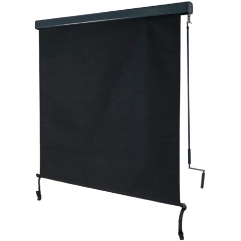Vertikalmarkise HHG-621, Senkrechtmarkise Sichtschutz Außenrollo Rollo, UV-Schutz 50 Stoff 250x140cm, schwarz
