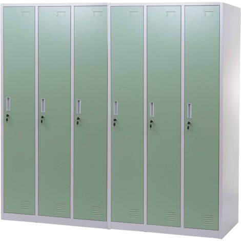Schließfach Preston T829, Spind Wertfachschrank Schließfachschrank, Metall 6 Fächer grün