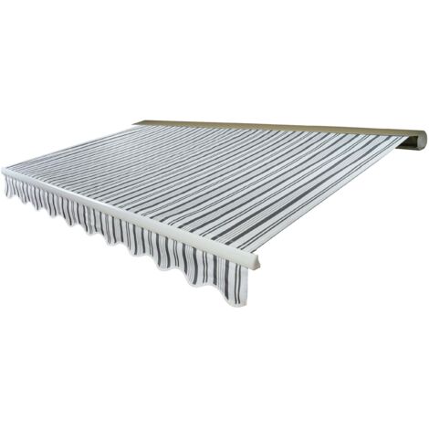 Elektrische Kassetten-Markise HHG-299, Vollkassette Volant 4x3m Polyester Grau/Weiß