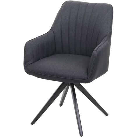 Esszimmerstuhl dunkelgrau Stoff/Textil Retro NEUWERTIG] Stuhl Armlehnstuhl, HHG-954, Küchenstuhl Stahl