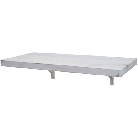 Wandtisch HHG-418, Wandklapptisch Wandregal Tisch, klappbar Massiv-Holz 120x60cm shabby weiß