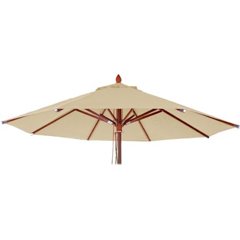 Ersatz-Bezug für Gastronomie Holz-Sonnenschirm HHG-656, Sonnenschirmbezug Ersatzbezug, rund Ø3m Polyester creme