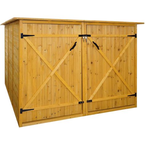 2er-Fahrradgarage HHG-677, Fahrradbox Geräteschuppen Gerätehaus, MVG abschließbar 151x200x200cm braun