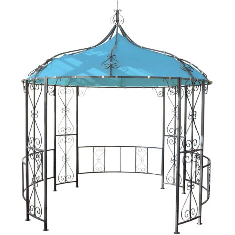 Pergola Cabrera, Rundpavillon Garten Pavillon, stabiles Stahl-Gestell Ø 3m türkis